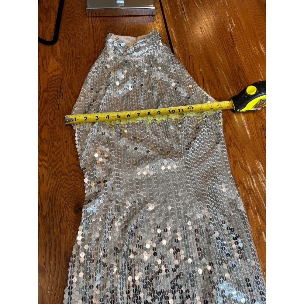 Nite line Lim Choi vintage silver sequins halter sleeveless cocktail dress - Picture 4 of 11